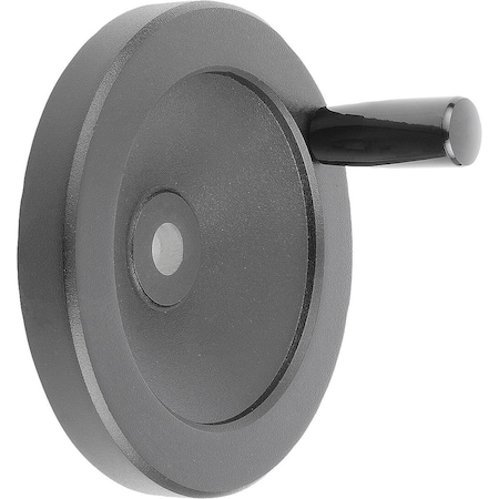 Disc Handwheel D1=250 Reamed Hole D2=22H7 Aluminum, Black Powder, Comp:Thermoset, Fixed Grip